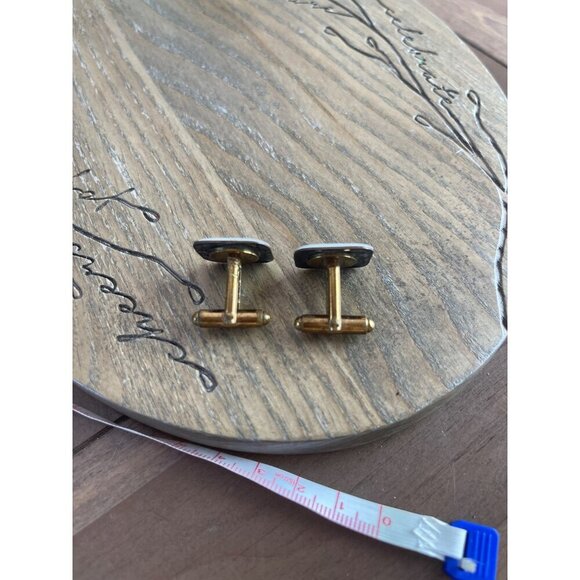 Vintage Hand-Painted Floral Porcelain Cufflinks, White Pink Green - Picture 5 of 6